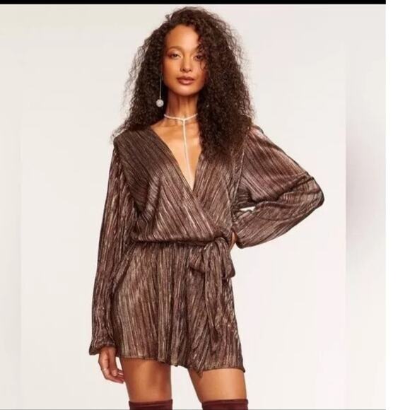 RAMY BROOK Multicolor Metallic A-Line Long Sleeves Elise Vincy Dress Size Small - Picture 6 of 16